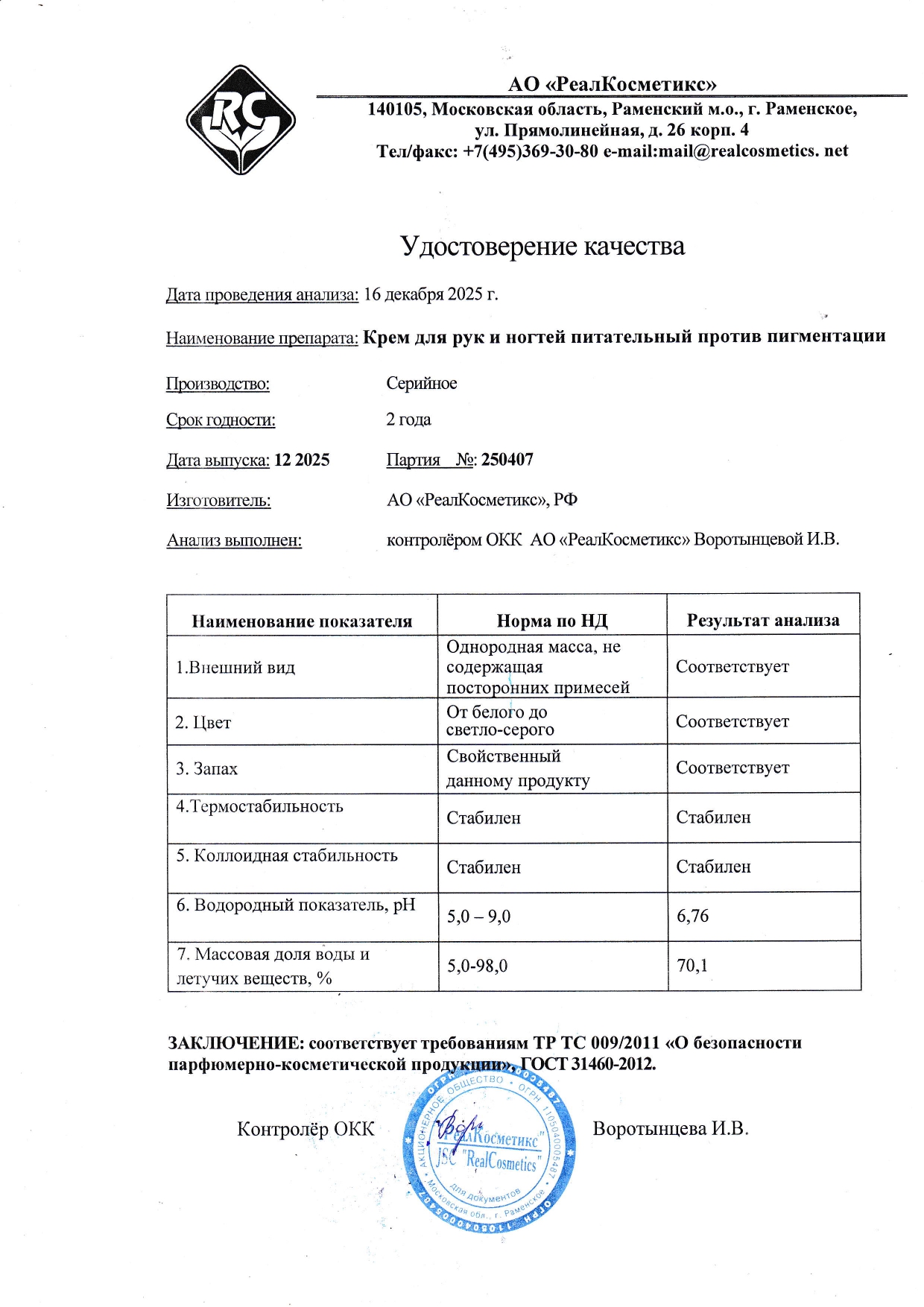 Паспорт №250407